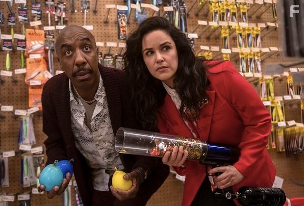 Melissa Fumero and J.B. Smoove in Blockbuster (2022)