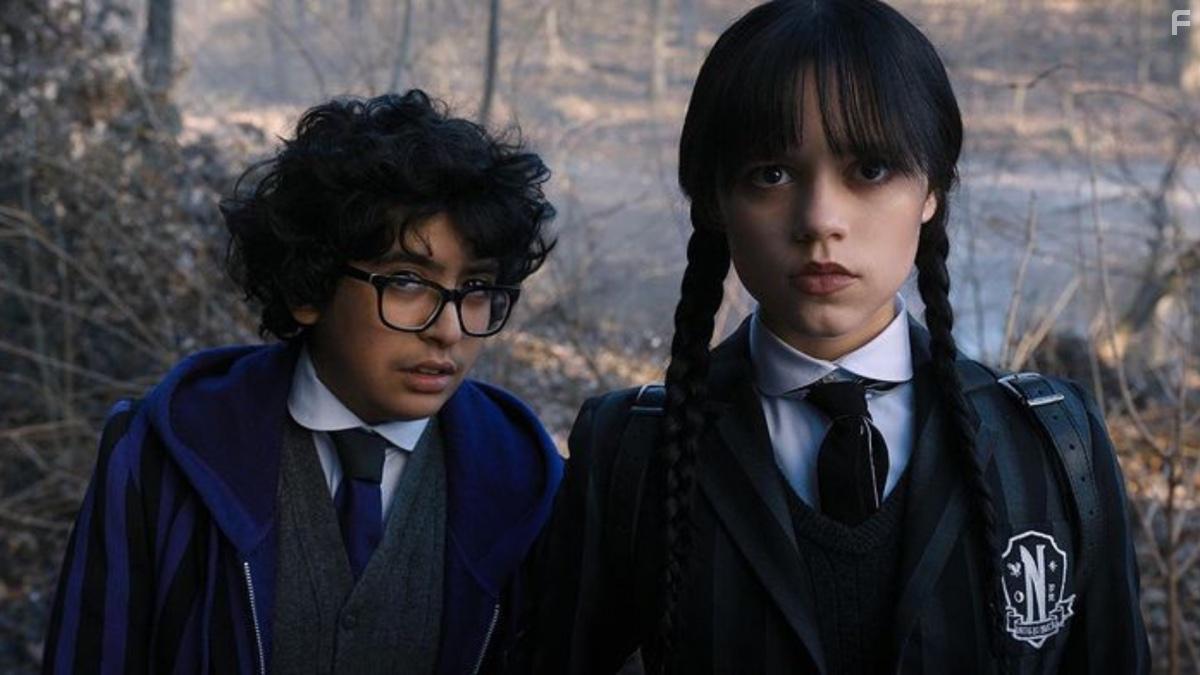 Moosa Mostafa and Jenna Ortega in Wednesday (2022)