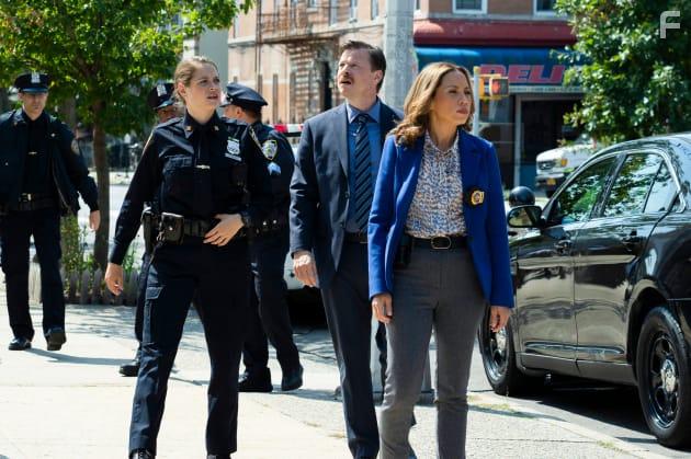 Kevin Rankin, Elizabeth Rodriguez, and Olivia Luccardi in East New York (2022)