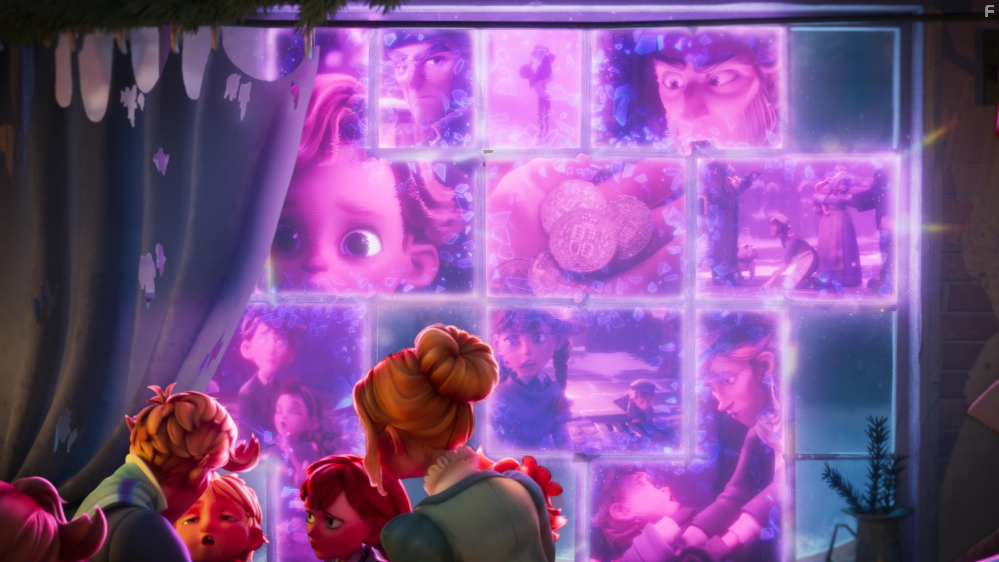 Devon Pomeroy, Luke Evans, Johnny Flynn, Jessie Buckley, and Rupert Turnbull in Scrooge: A Christmas Carol (2022)