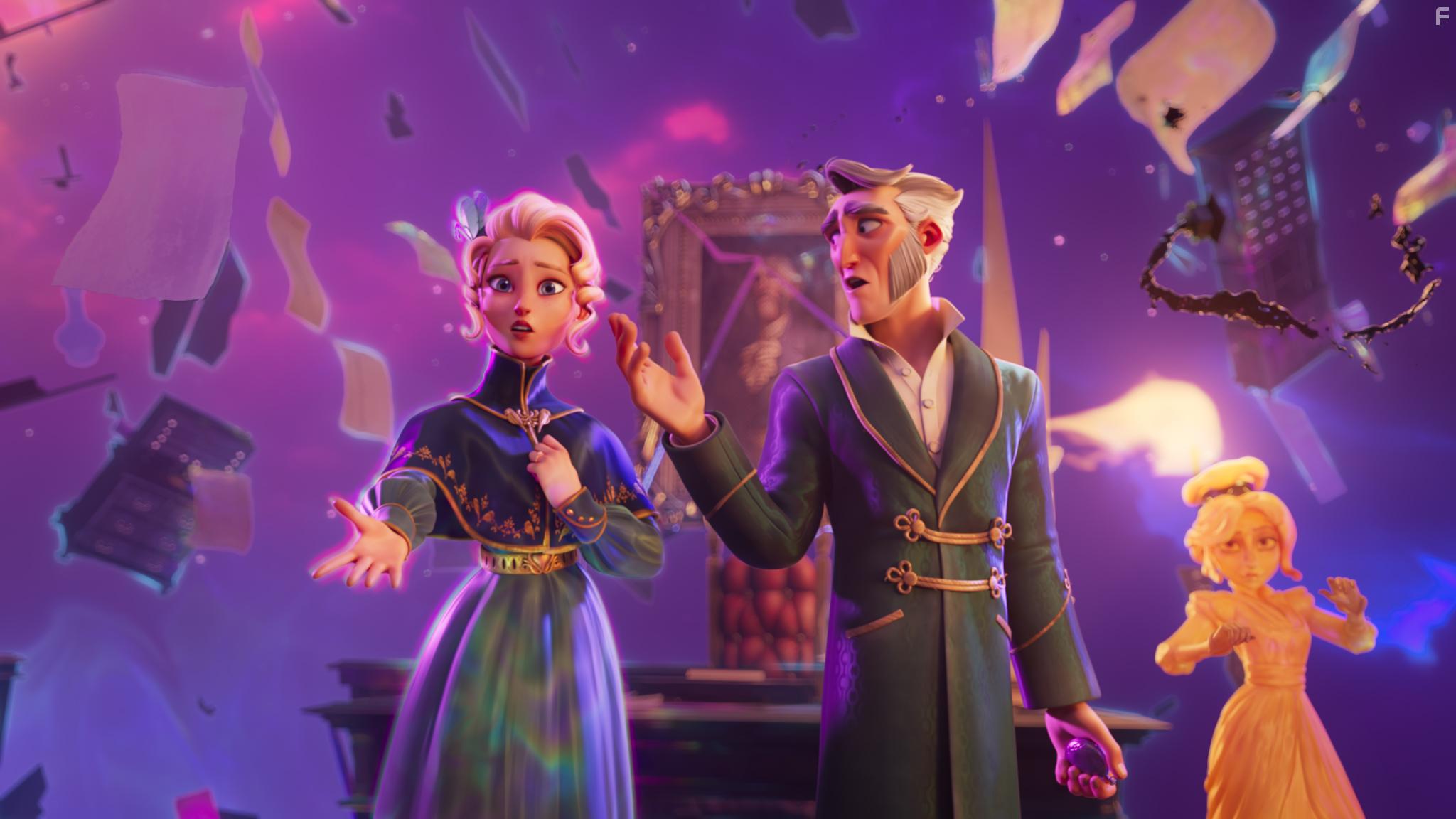 Olivia Colman and Luke Evans in Scrooge: A Christmas Carol (2022)