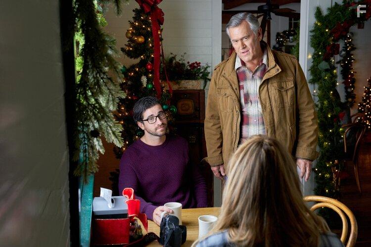 Bruce Campbell, Ryan Rottman, and Jaicy Elliot in My Southern Family Christmas (2022)