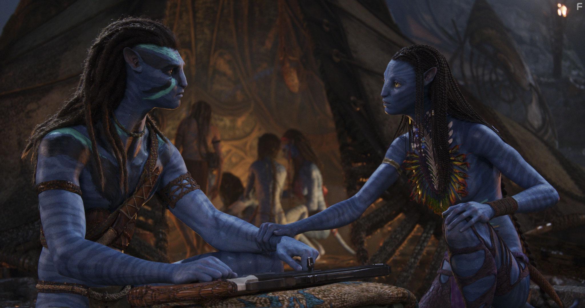 Zoe Saldana and Sam Worthington in Avatar: The Way of Water (2022)