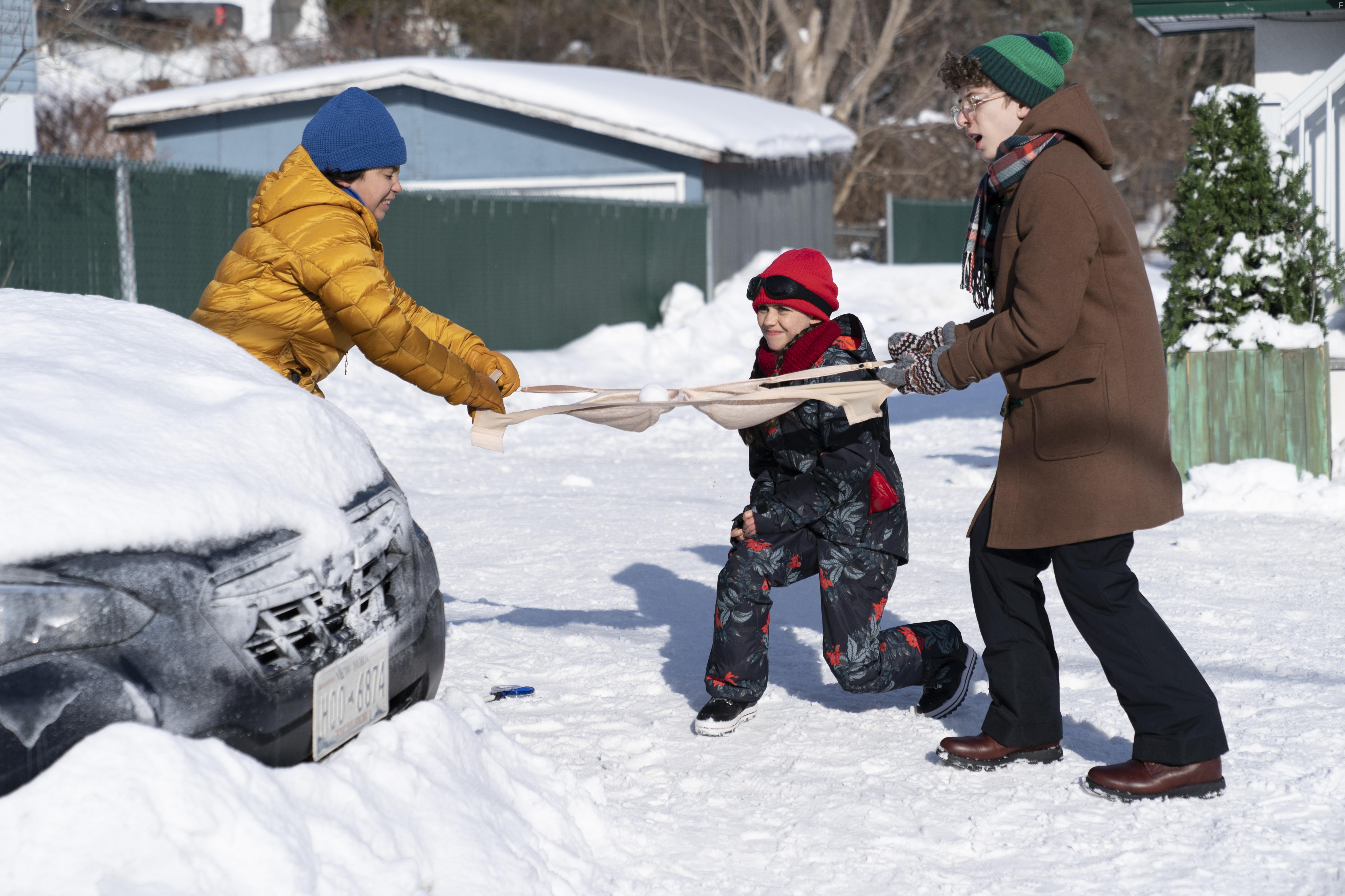 Philippe Boss, Wayne Castle, Logan Aultman, Dominic Mariche, and Michaela Russell in Snow Day (2022)