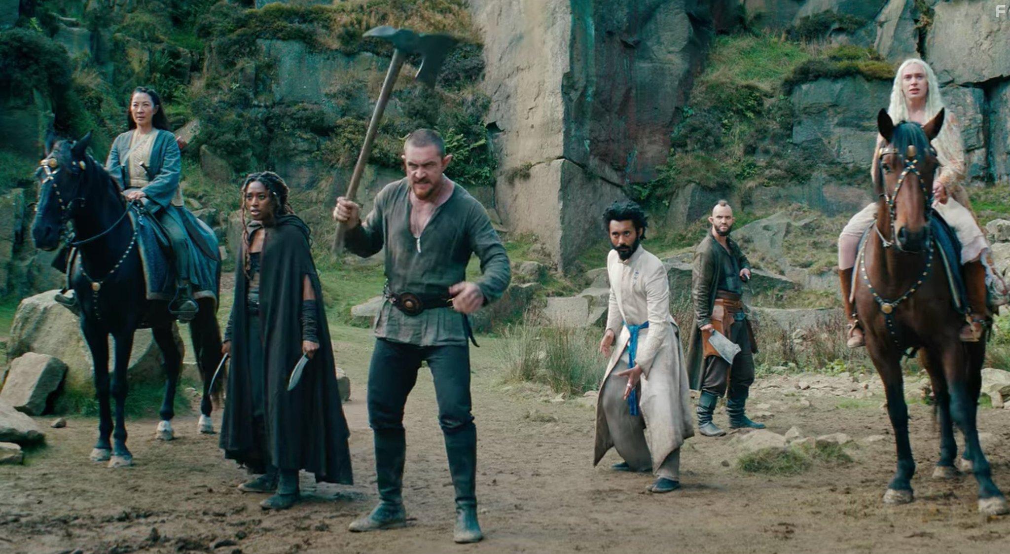 Michelle Yeoh, Sophia Brown, and Laurence O'Fuarain in The Witcher: Blood Origin (2022)