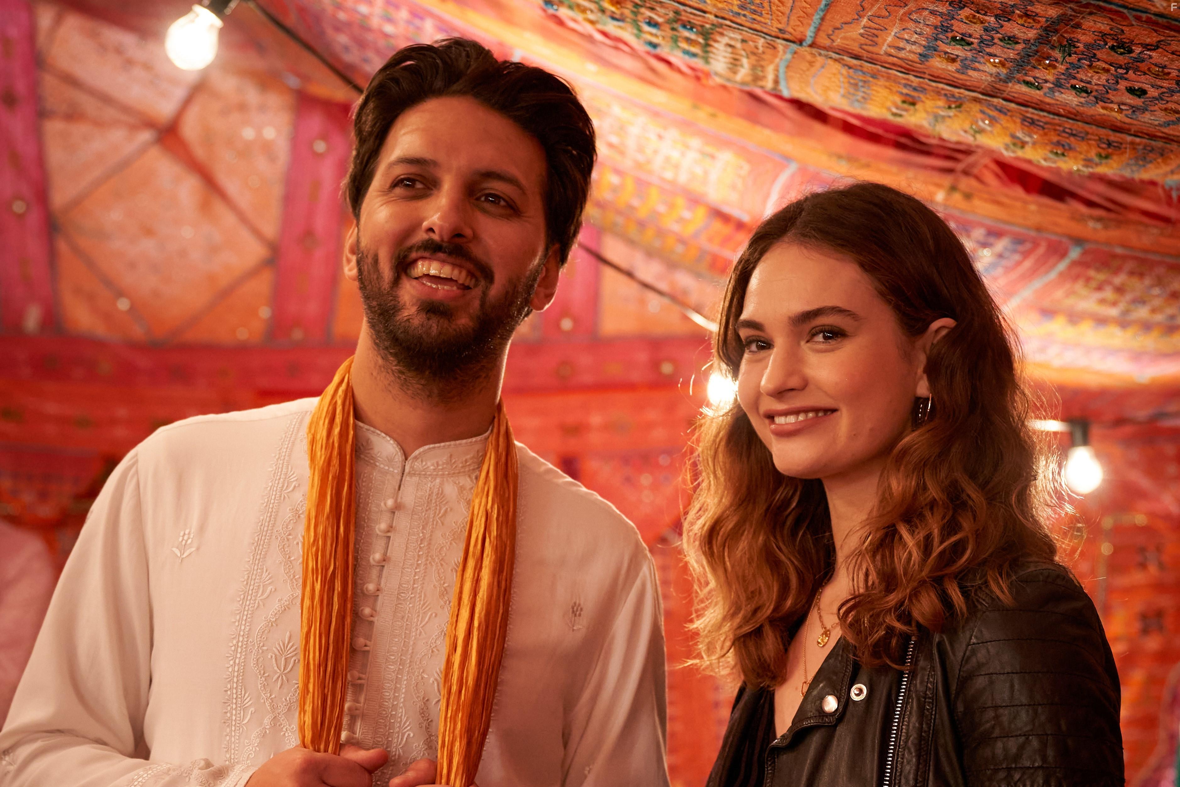 Shazad Latif and Lily James in What's Love Got to Do with It? (2022)