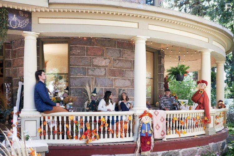 Michael Ironside, Paula Boudreau, Corey Sevier, and Taylor Cole in Pumpkin Everything (2022)