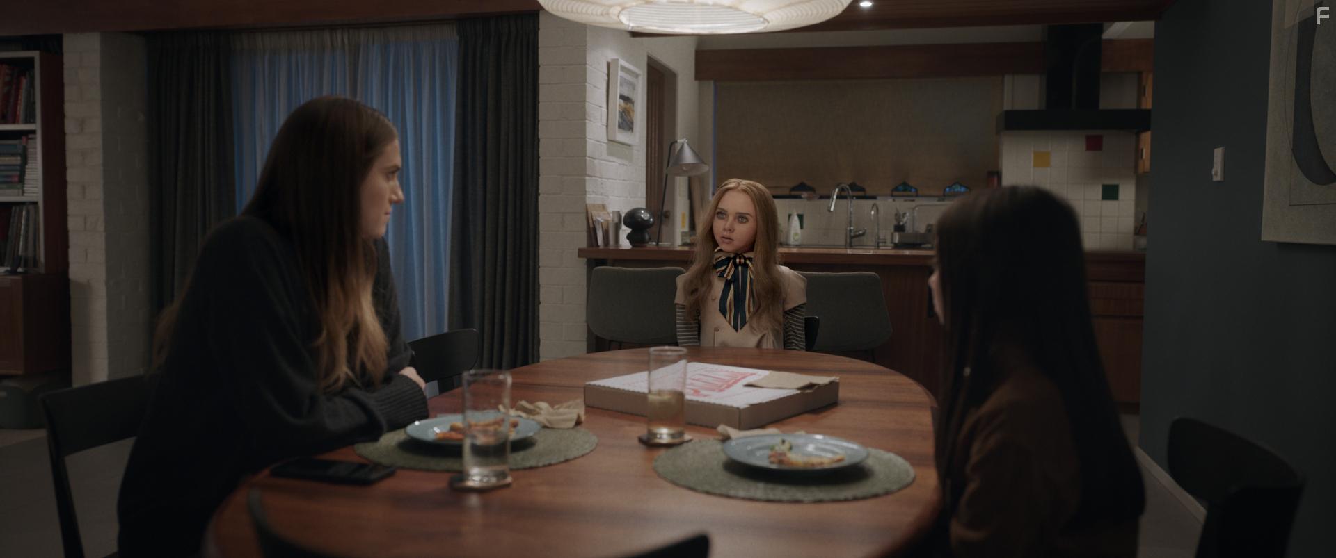 Amie Donald, Allison Williams, and Violet McGraw in M3gan (2022)