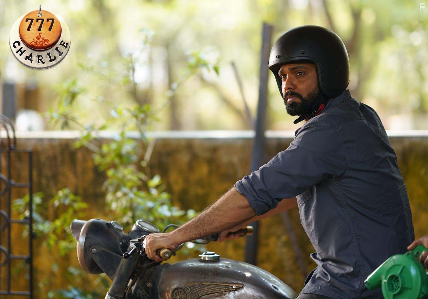 Rakshit Shetty, Kiranraj K, and Charlie in 777 Charlie (2022)