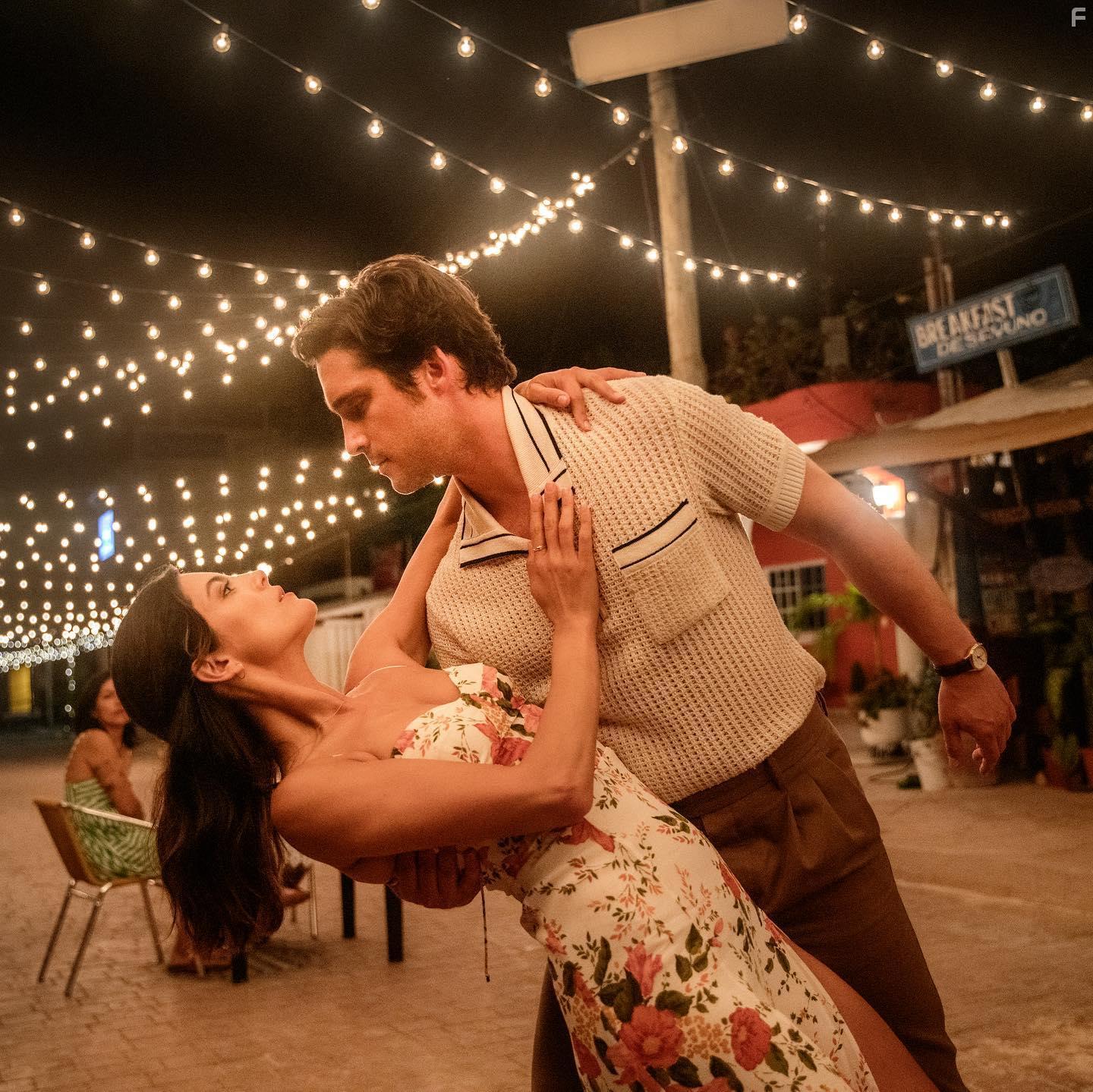 Diego Boneta and Monica Barbaro in At Midnight (2023)