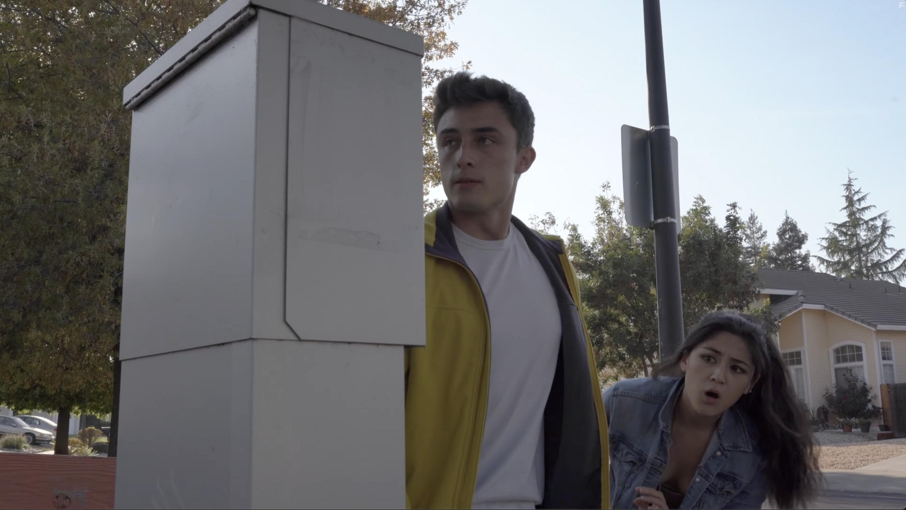 Mia Parco and Andrew Bursiaga in Sophie and the Serial Killers (2022)