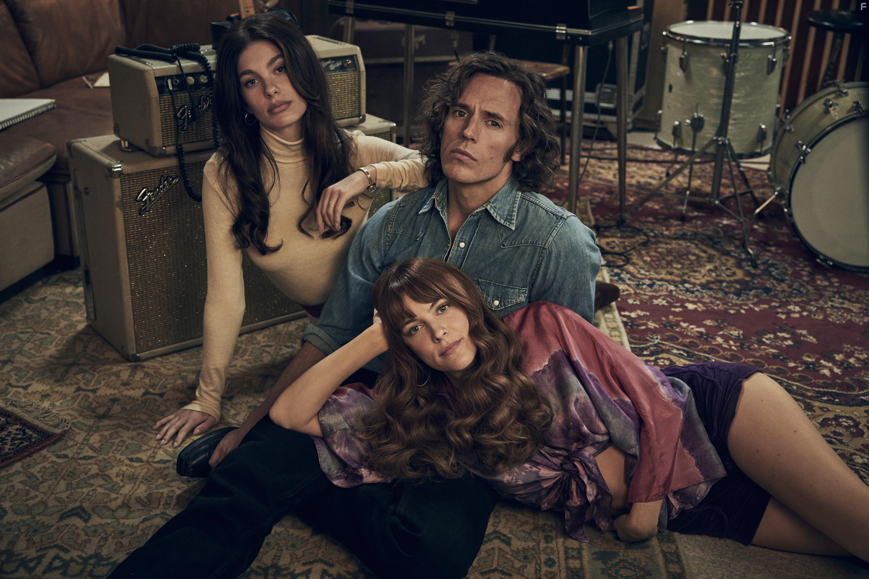 Riley Keough, Sam Claflin, and Camila Morrone in Daisy Jones & The Six (2023)