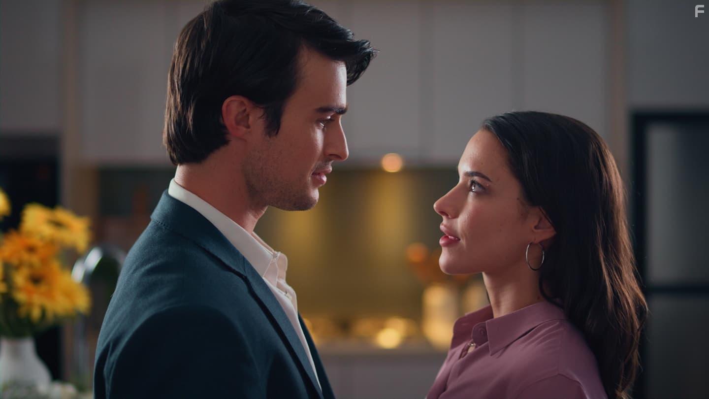 Mitchell Bourke and Rhiannon Fish in A Royal in Paradise (2023)