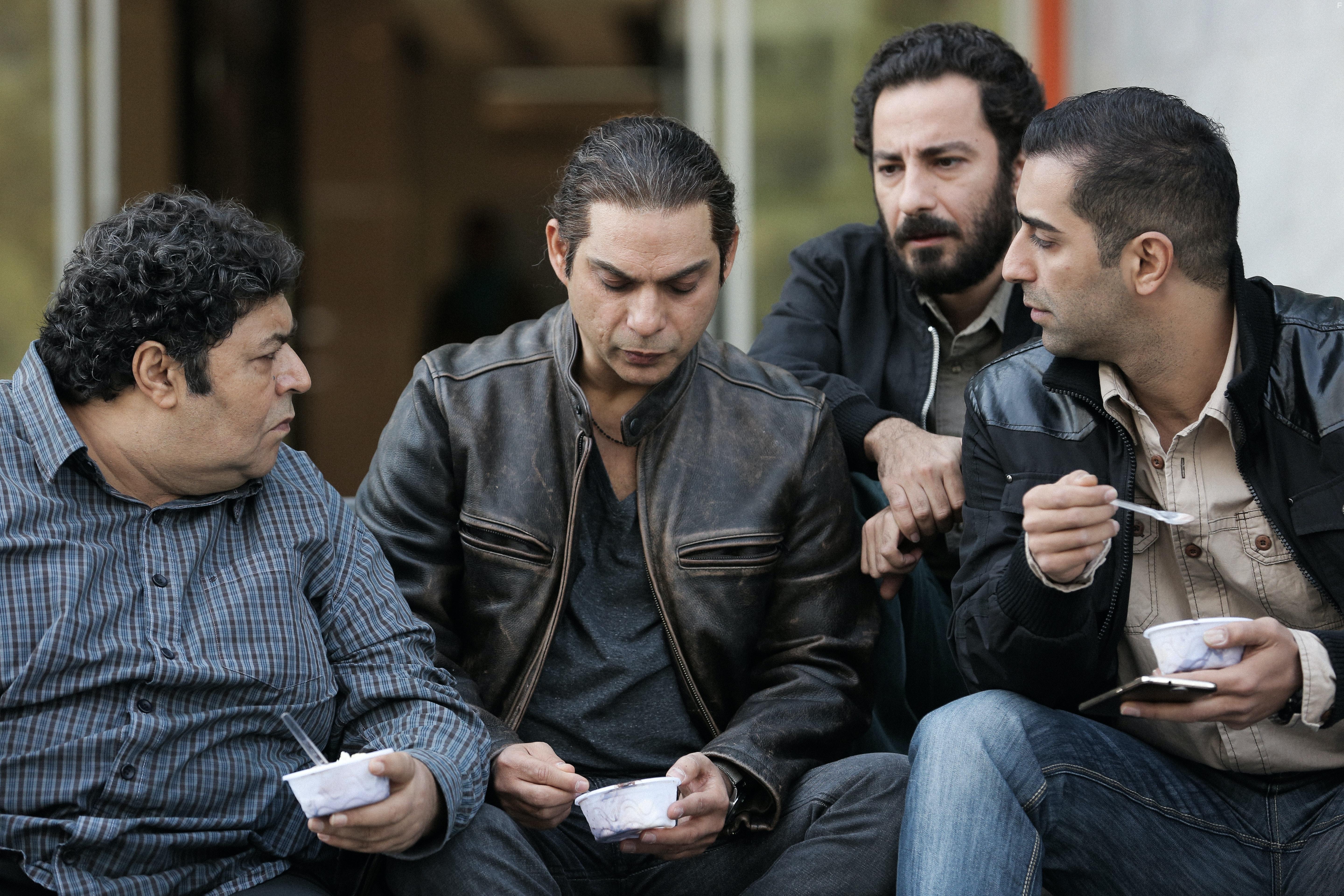 Mohammad Ali Mohammadi, Farhad Aslani, Payman Maadi, and Navid Mohammadzadeh in Leila's Brothers (2022)