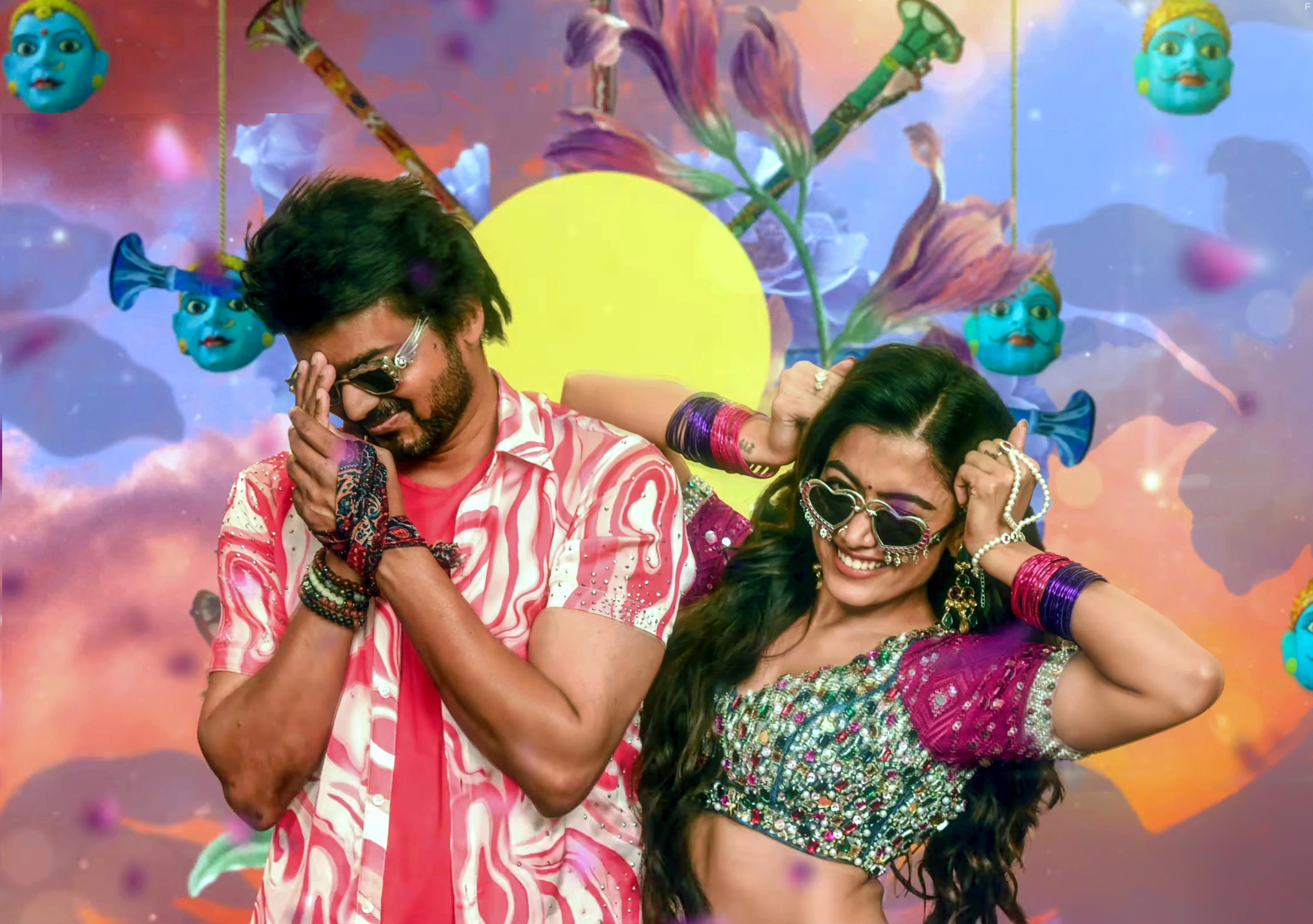 Joseph Vijay and Rashmika Mandanna in Varisu (2023)