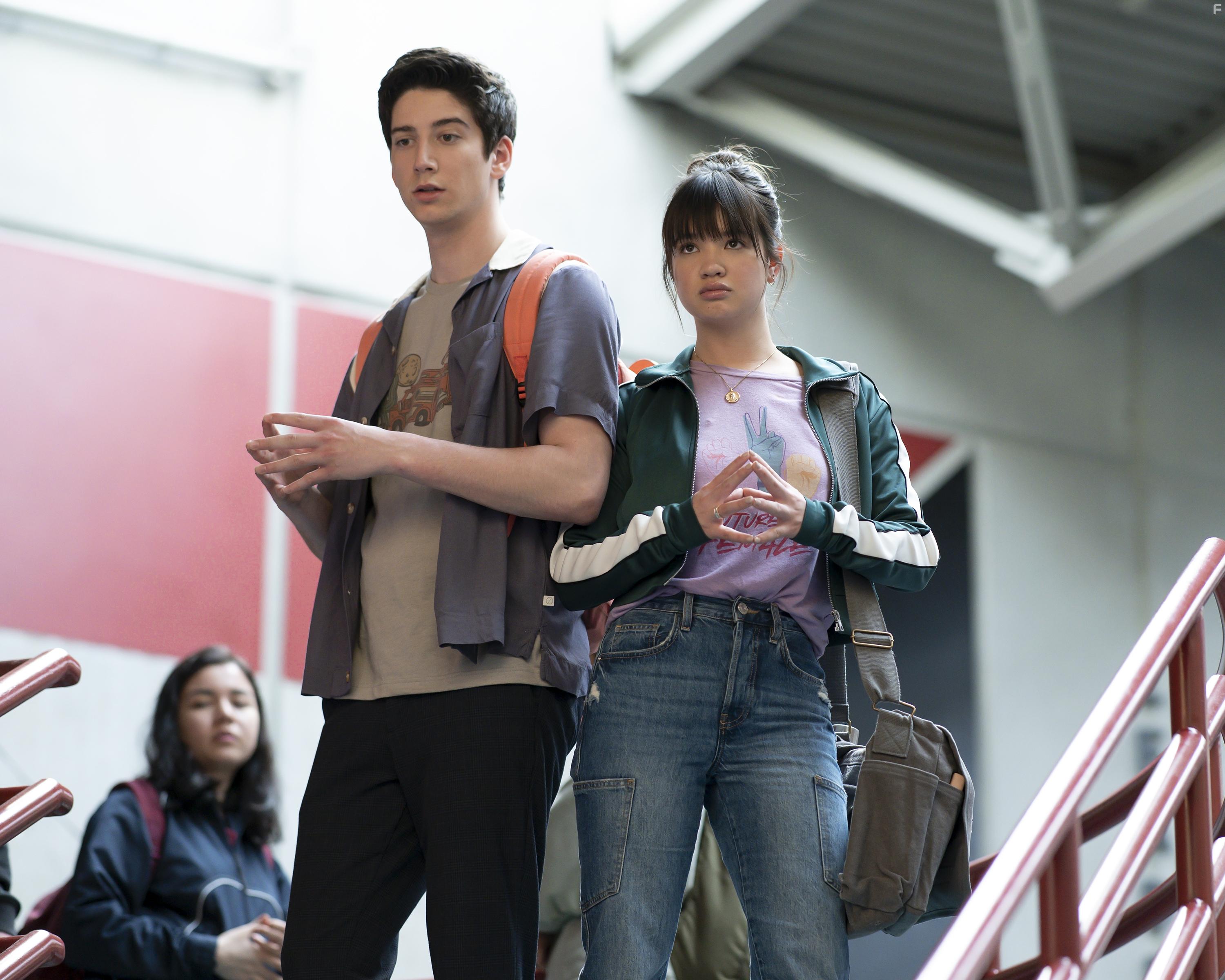Milo Manheim and Peyton Elizabeth Lee in Prom Pact (2023)