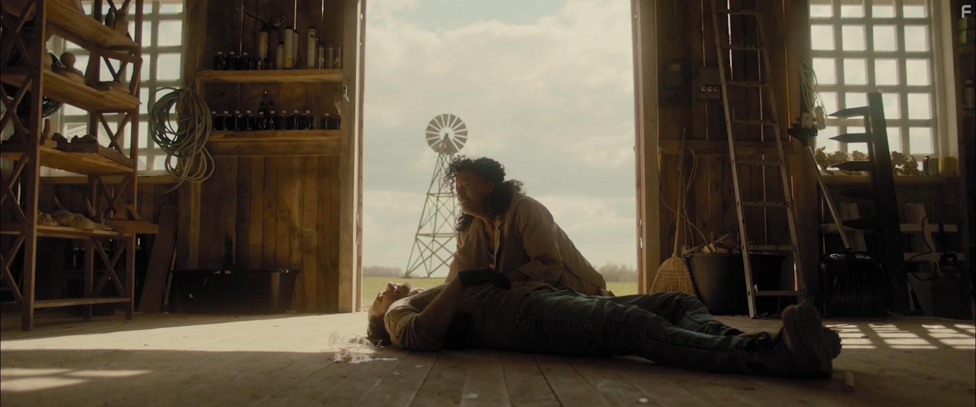 Jean-Marc Birkholz and Davina Reeves in The folks (2022)