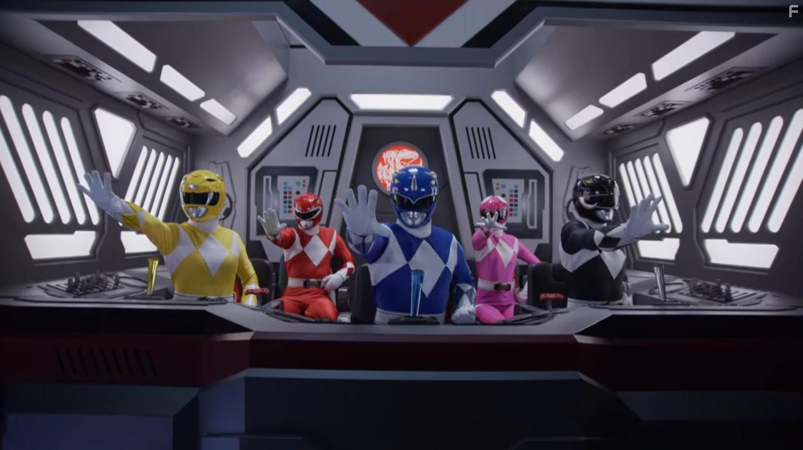 Steve Cardenas, Walter Jones, Catherine Sutherland, David Yost, and Charlie Kersh in Mighty Morphin Power Rangers: Once & Always (2023)