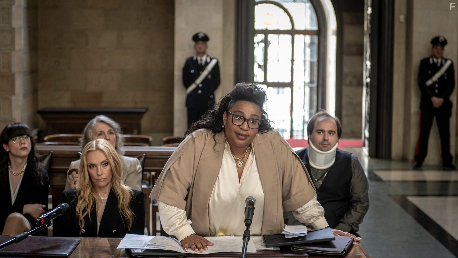 Toni Collette, Duska Bisconti, Sophia Nomvete, Lana Gorianoy, and Alfonso Perugini in Mafia Mamma (2023)