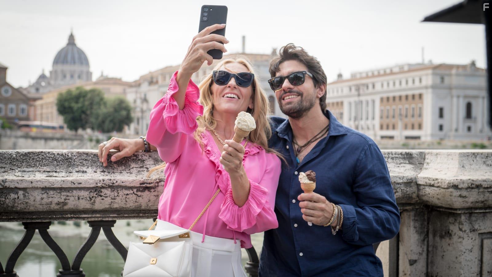 Toni Collette and Giulio Corso in Mafia Mamma (2023)