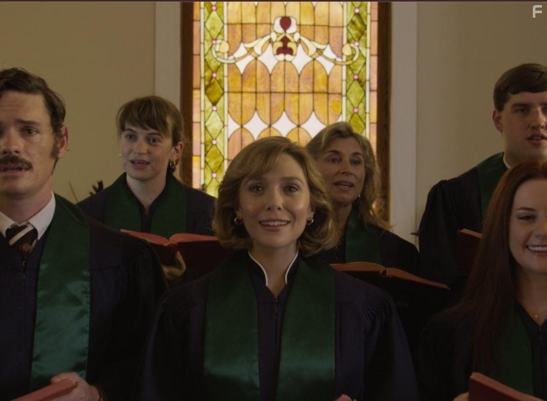 Elizabeth Olsen, Aaron Jay Rome, and Bonnie Gayle Sparks in Love & Death (2023)