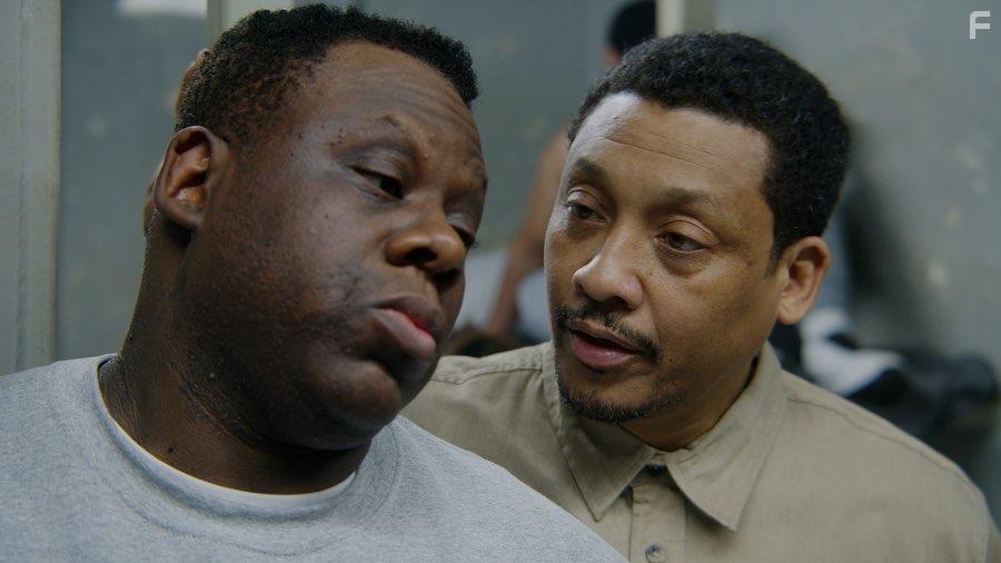 Khalil Kain and Dickson Obahor in The Bricks (2022)