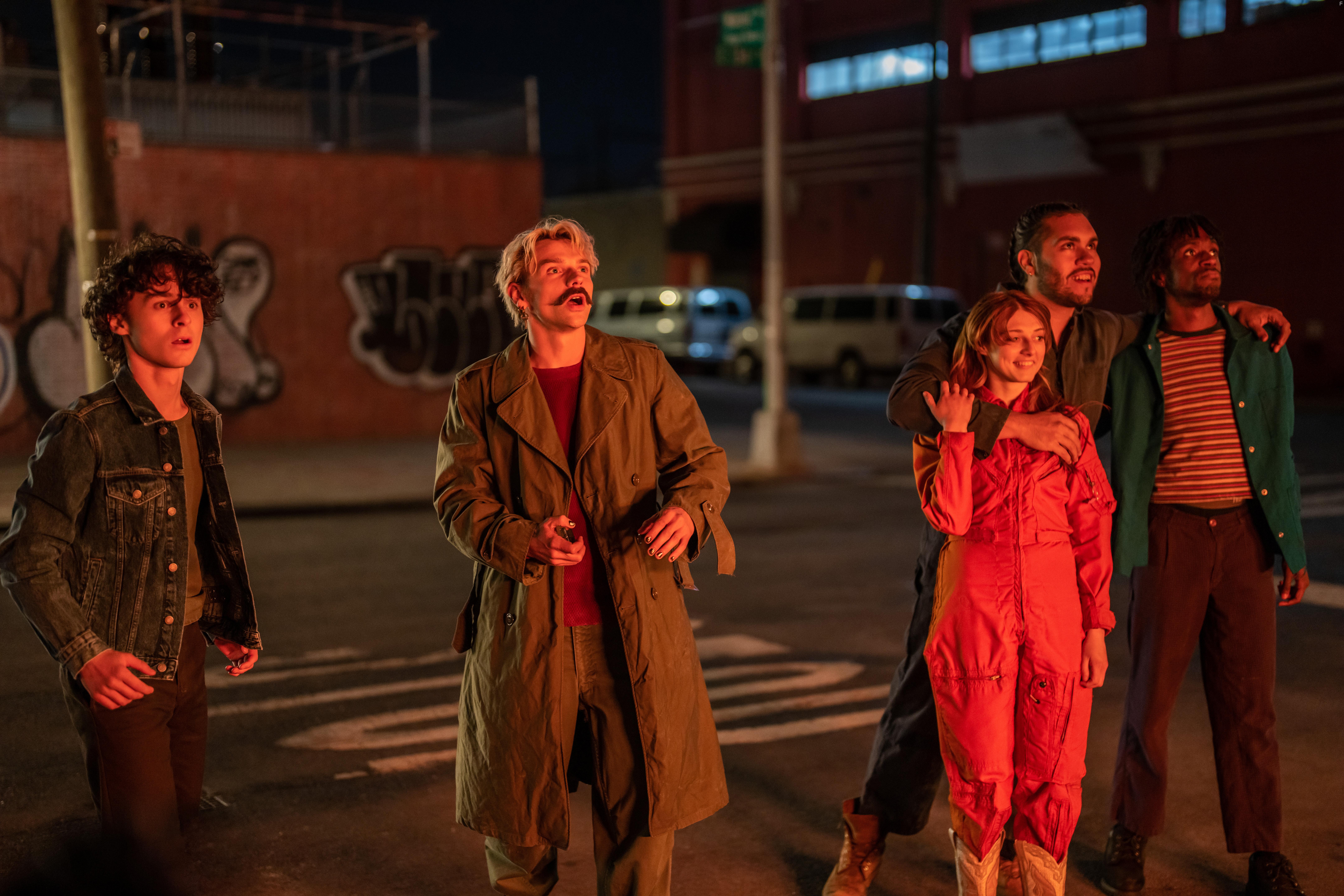 Alexandra Doke, Max Milner, and Wyatt Oleff in City on Fire (2023)