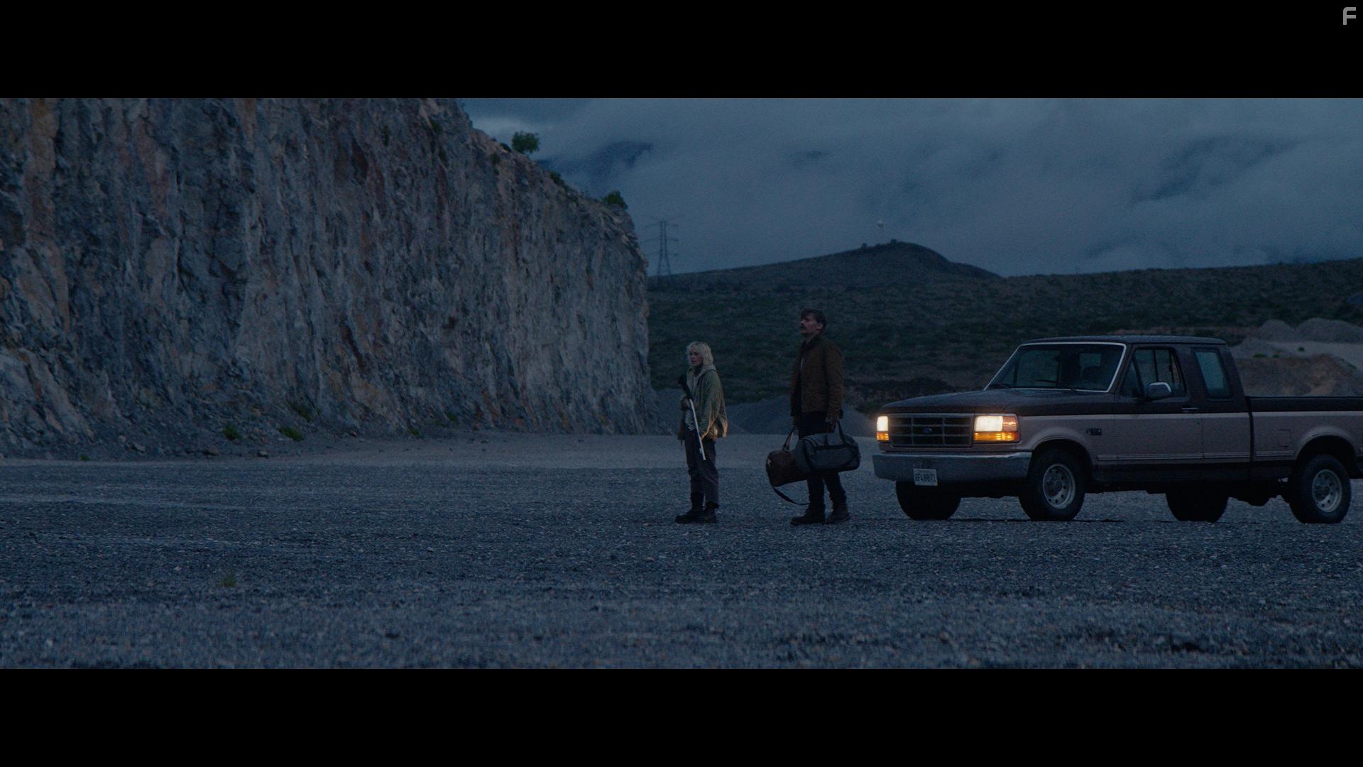 Nikolaj Coster-Waldau and Maika Monroe in God Is a Bullet (2023)