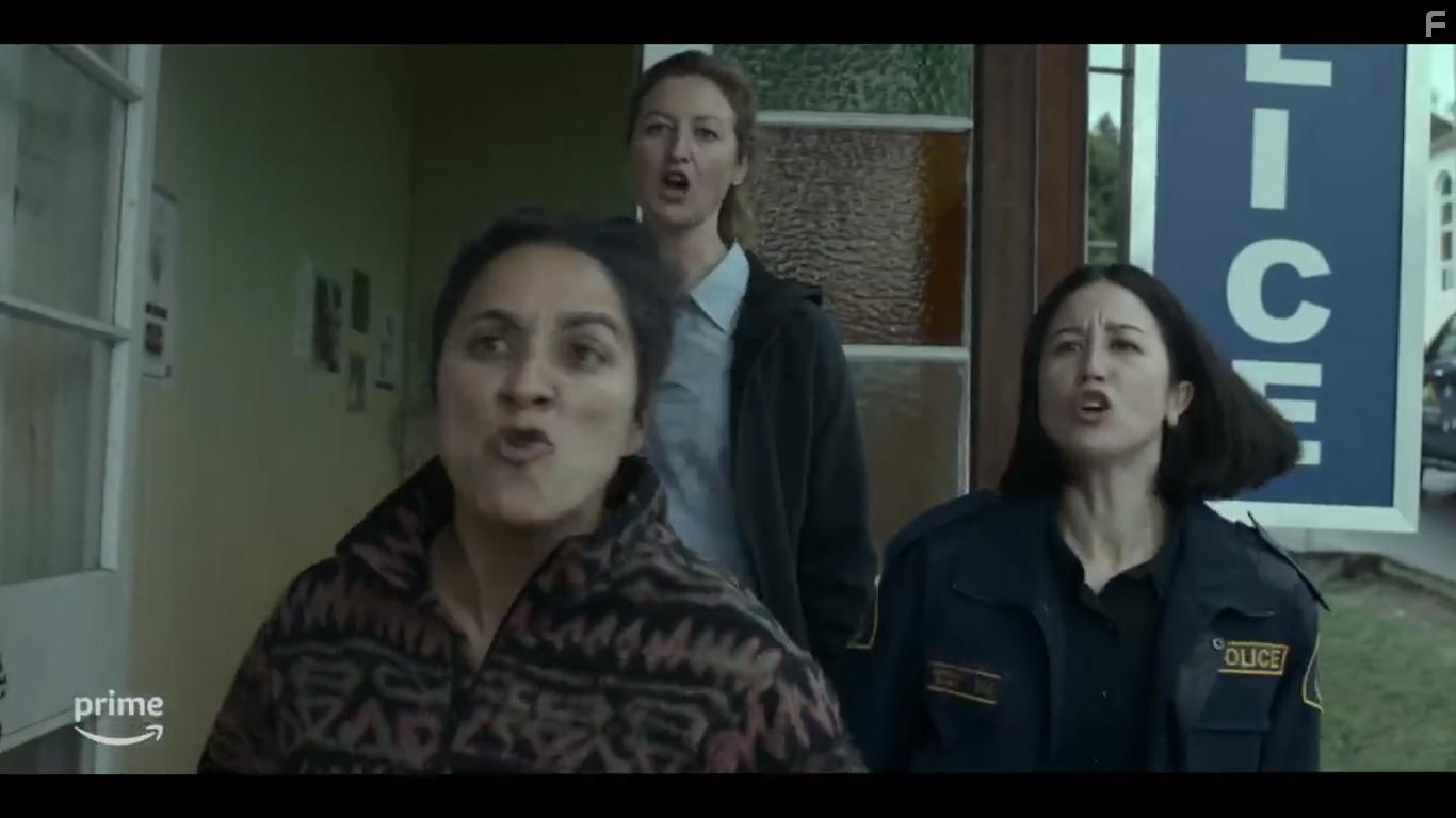 Madeleine Sami, Kate Box, and Nina Oyama in Deadloch (2023)