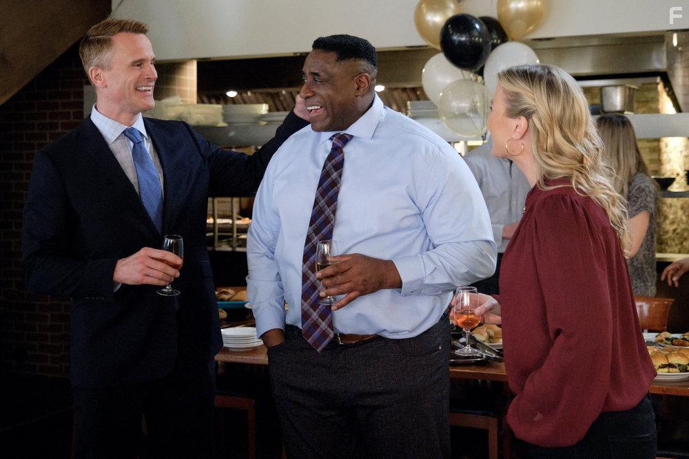 Gabriel Hogan, Alison Sweeney, and Danny Wattley in Carrot Cake Murder: A Hannah Swensen Mysteries (2023)
