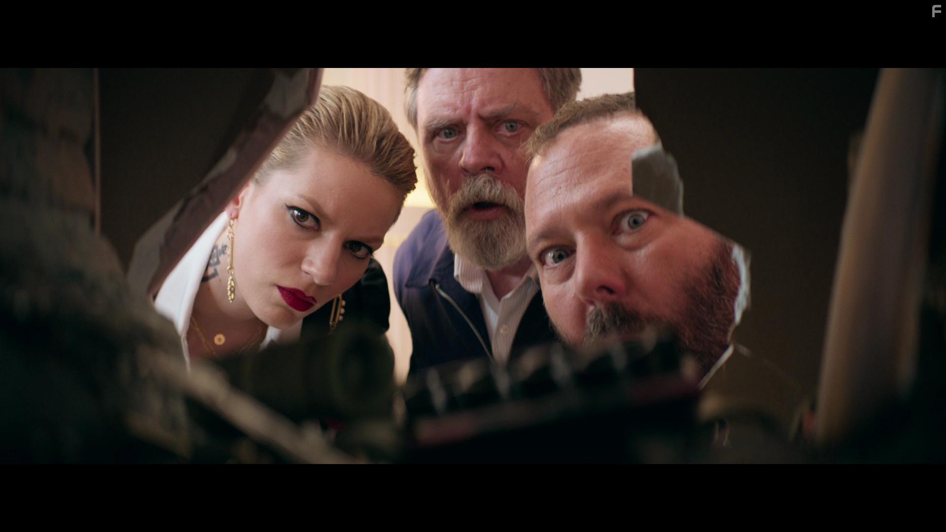 Mark Hamill, Bert Kreischer, and Iva Babic in The Machine (2023)