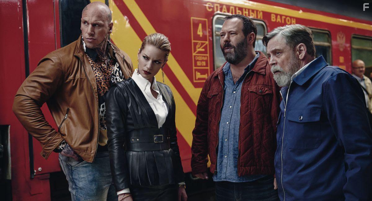 Mark Hamill, Bert Kreischer, Iva Babic, and Martyn Ford in The Machine (2023)