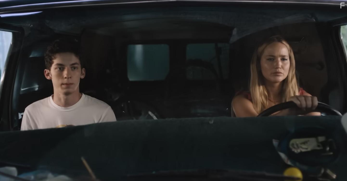 Andrew Barth Feldman and Jennifer Lawrence in No Hard Feelings (2023)