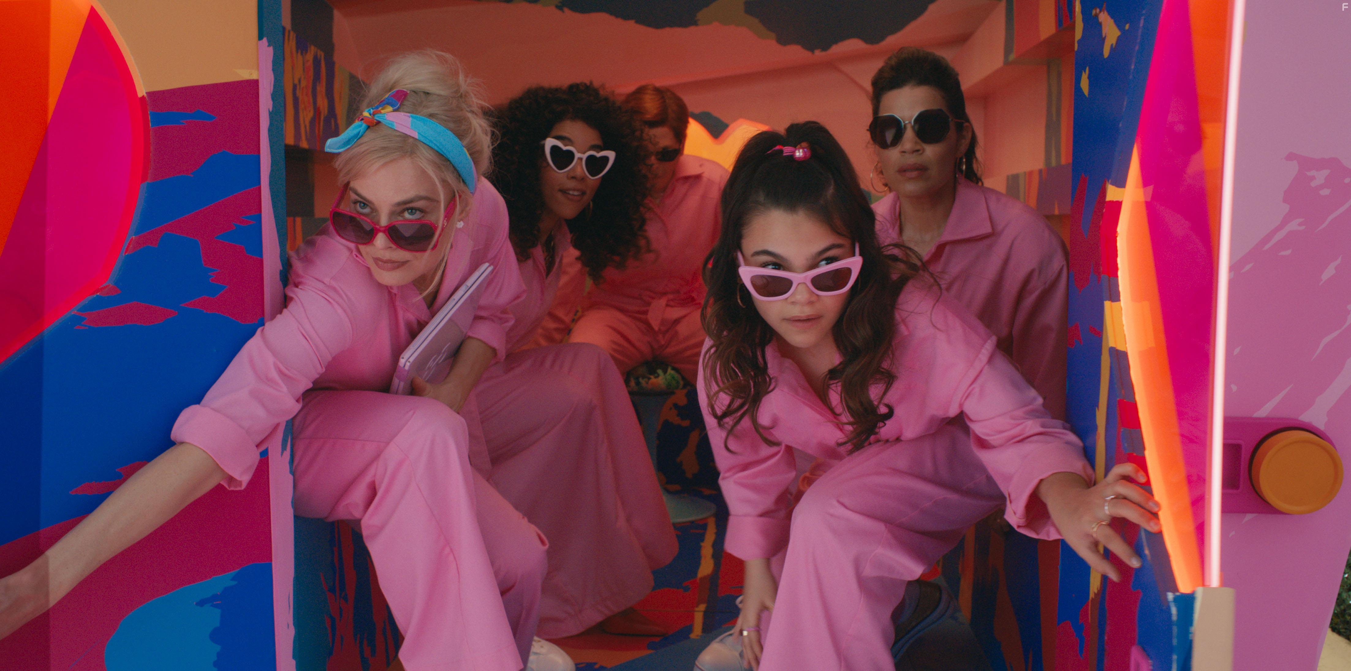 America Ferrera, Margot Robbie, Alexandra Shipp, and Ariana Greenblatt in Barbie (2023)
