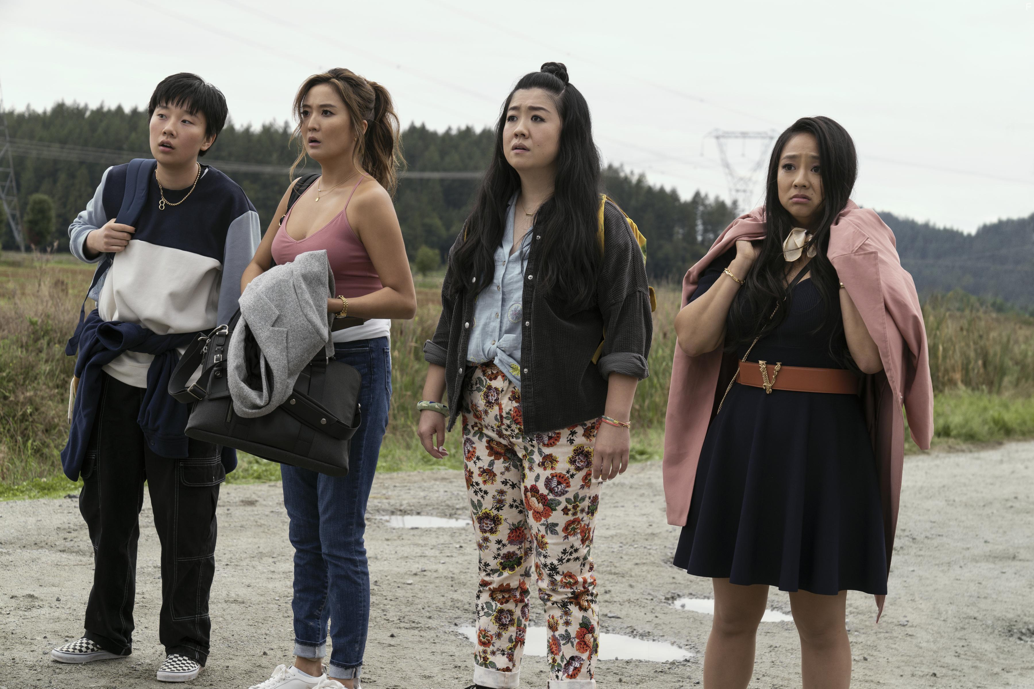 Sabrina Wu, Stephanie Hsu, Ashley Park, and Sherry Cola in Joy Ride (2023)
