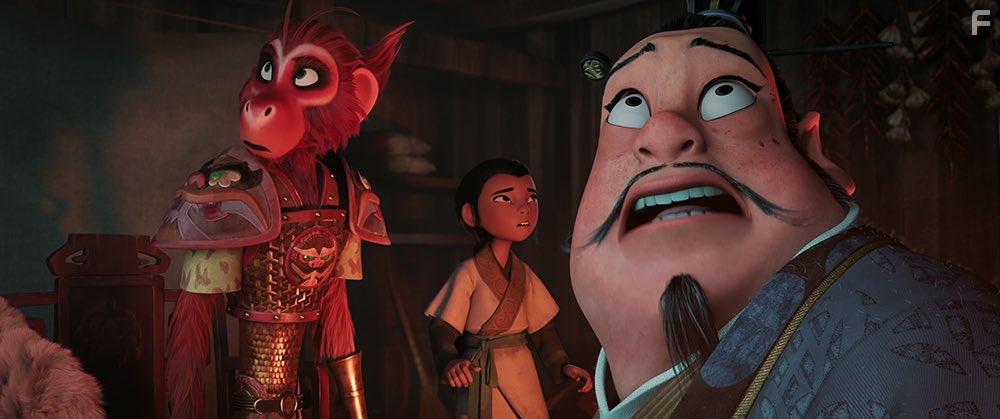Andrew Pang, Jolie Hoang-Rappaport, and Jimmy O. Yang in The Monkey King (2023)