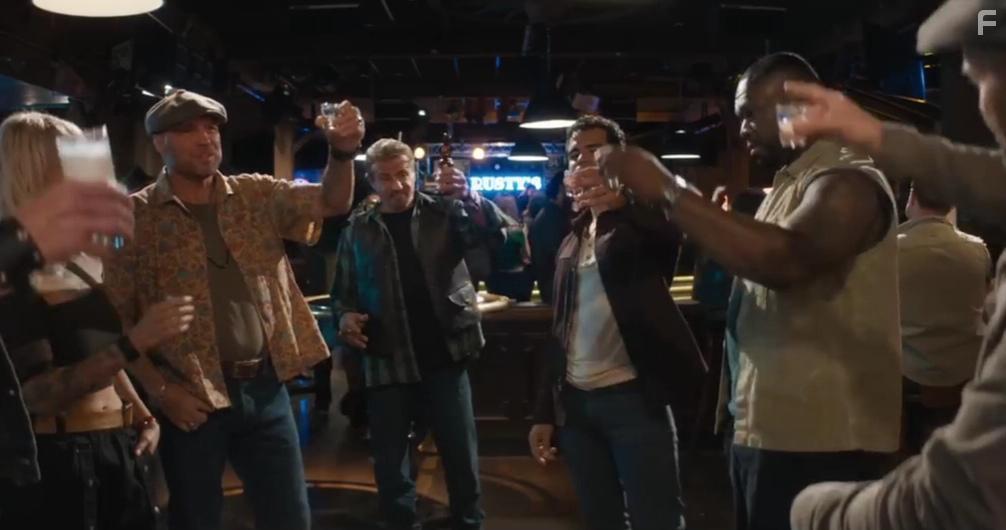 Sylvester Stallone, Jason Statham, Jacob Scipio, 50 Cent, Randy Couture, and Levy Tran in Expend4bles (2023)