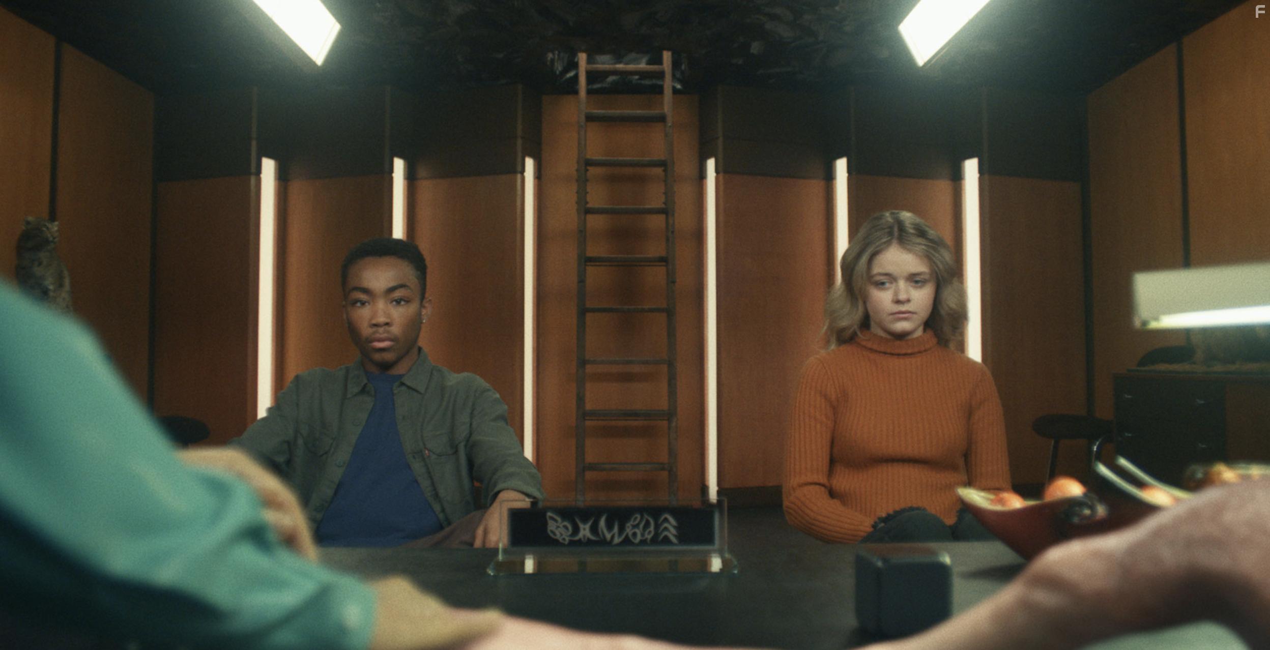 Asante Blackk and Kylie Rogers in Landscape with Invisible Hand (2023)