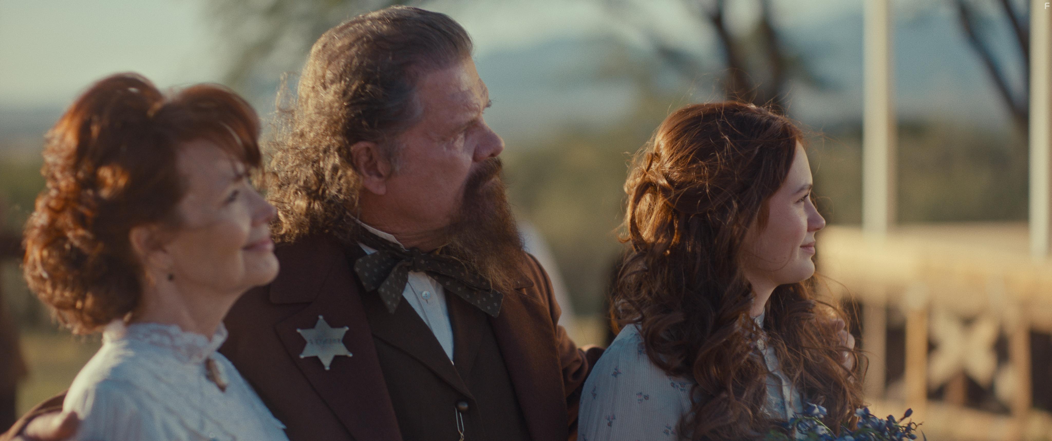 Janine Turner, Tom Proctor, and Olivia Sanabia in Birthright Outlaw (2023)