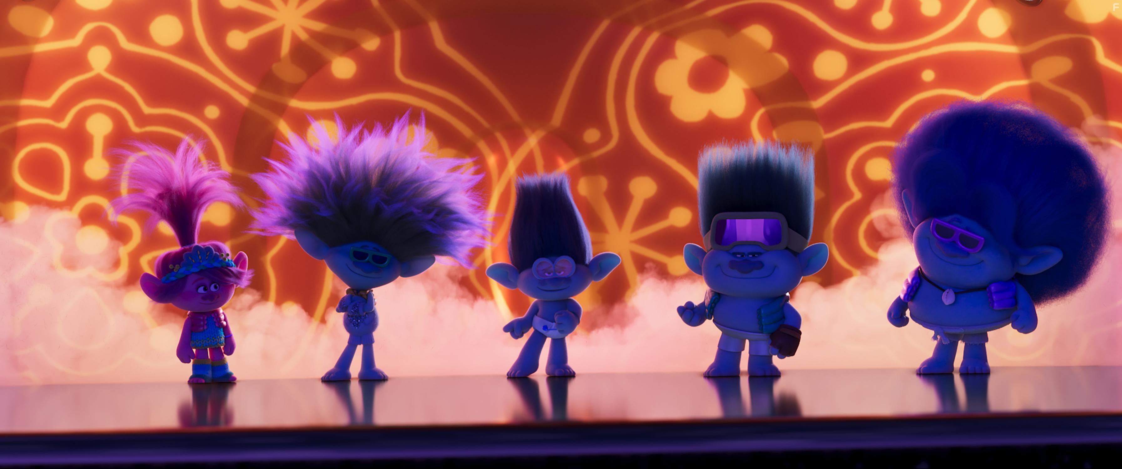 Justin Timberlake, Anna Kendrick, Eric Andr, Kid Cudi, and Daveed Diggs in Trolls Band Together (2023)