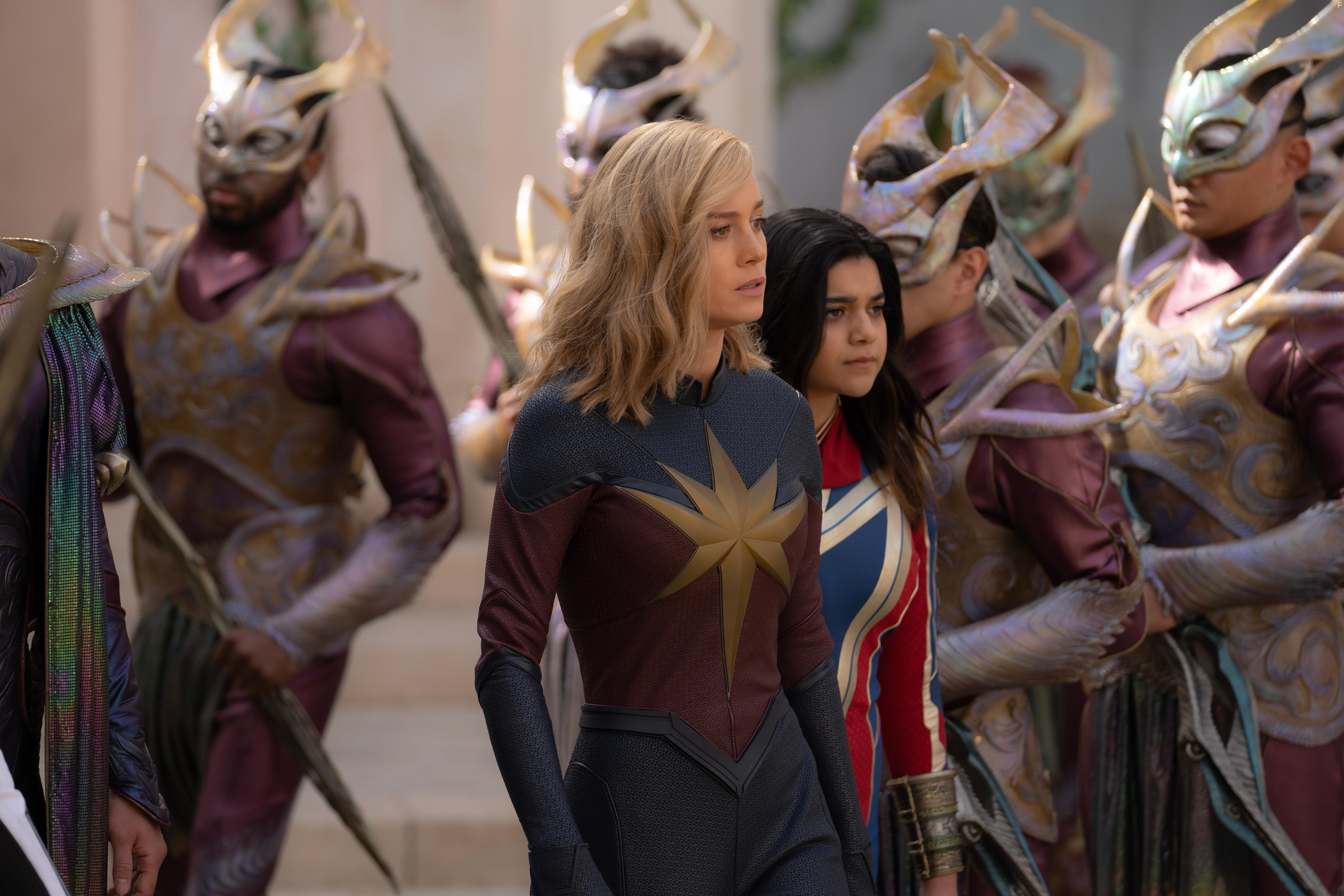 Brie Larson and Iman Vellani in The Marvels (2023)