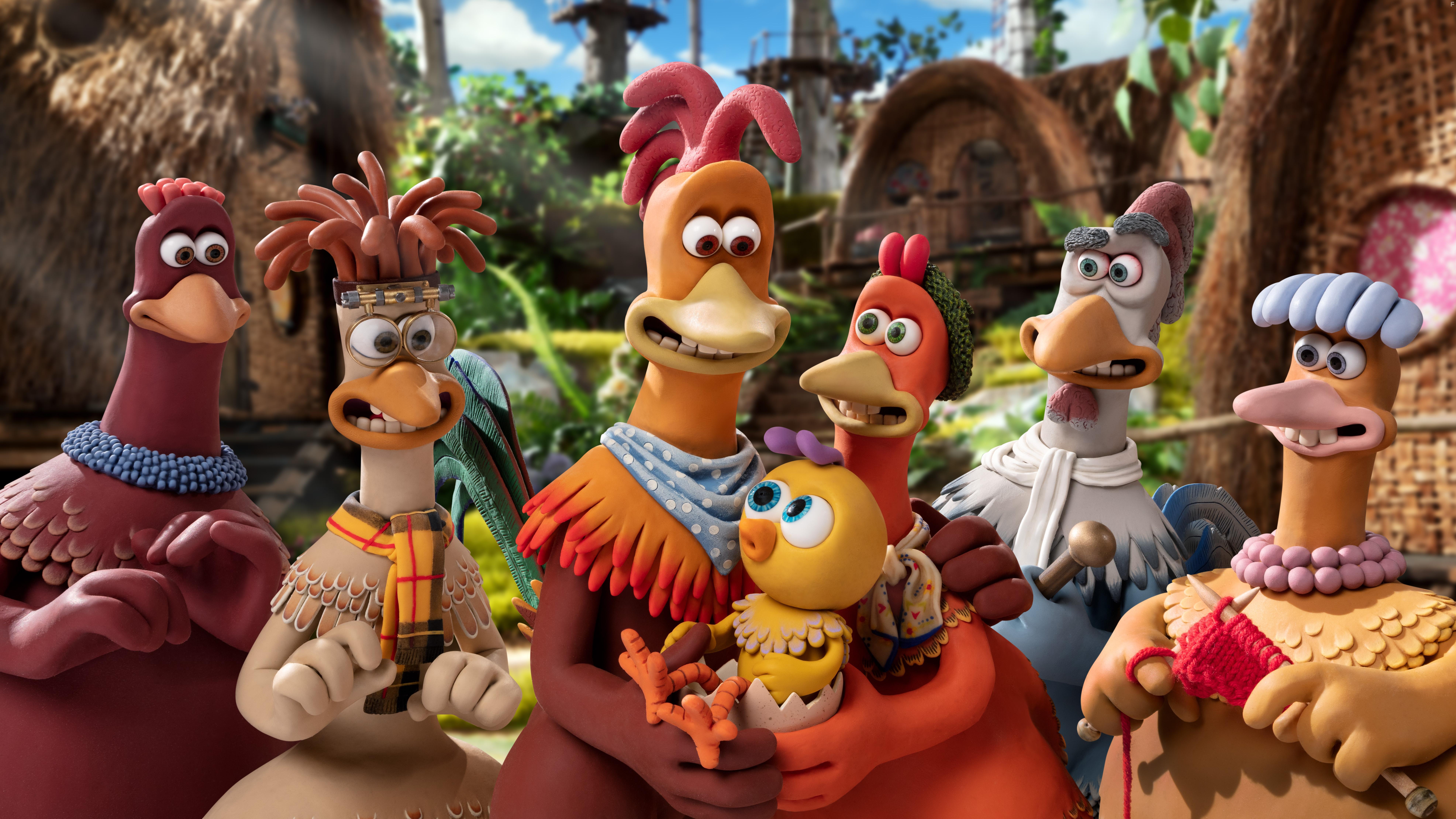 Jane Horrocks, Imelda Staunton, David Bradley, Lynn Ferguson, Thandiwe Newton, Zachary Levi, and Bella Ramsey in Chicken Run: Dawn of the Nugget (2023)