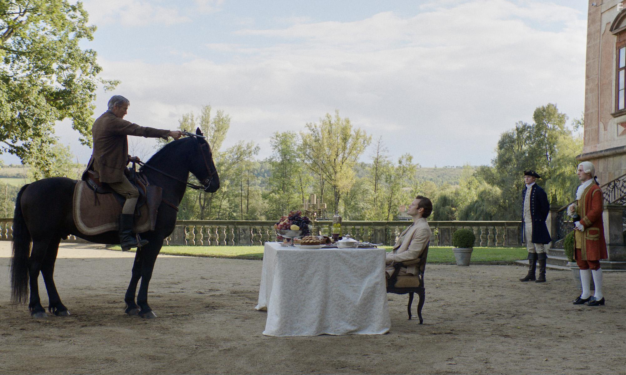 Mads Mikkelsen and Simon Bennebjerg in Bastarden (2023)