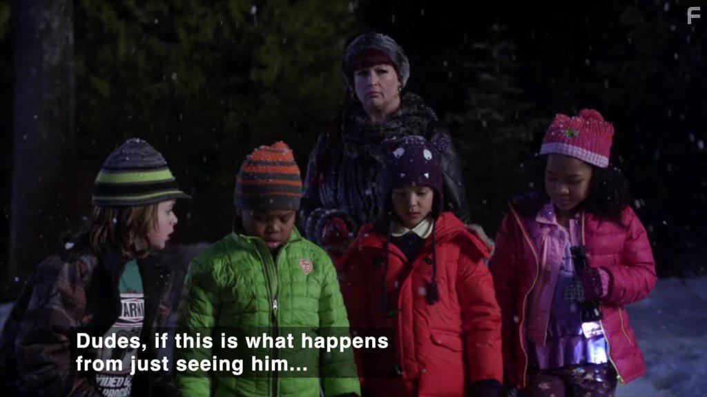 Kelly Perine, April Telek, Breanna Yde, Benjamin Flores Jr., Mace Coronel, and Laya DeLeon Hayes in Santa Hunters (2014)