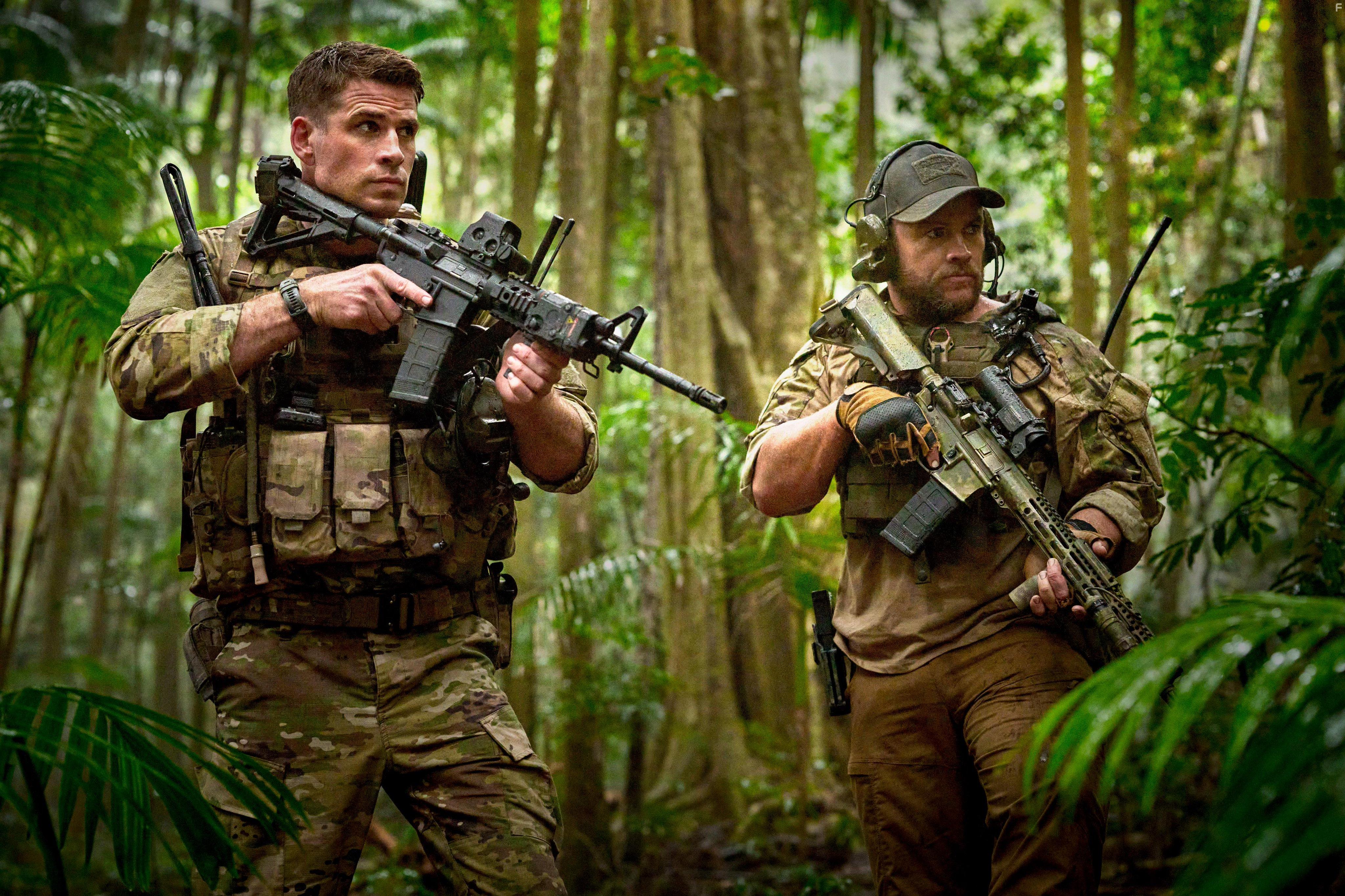 Luke Hemsworth and Liam Hemsworth in Land of Bad (2024)
