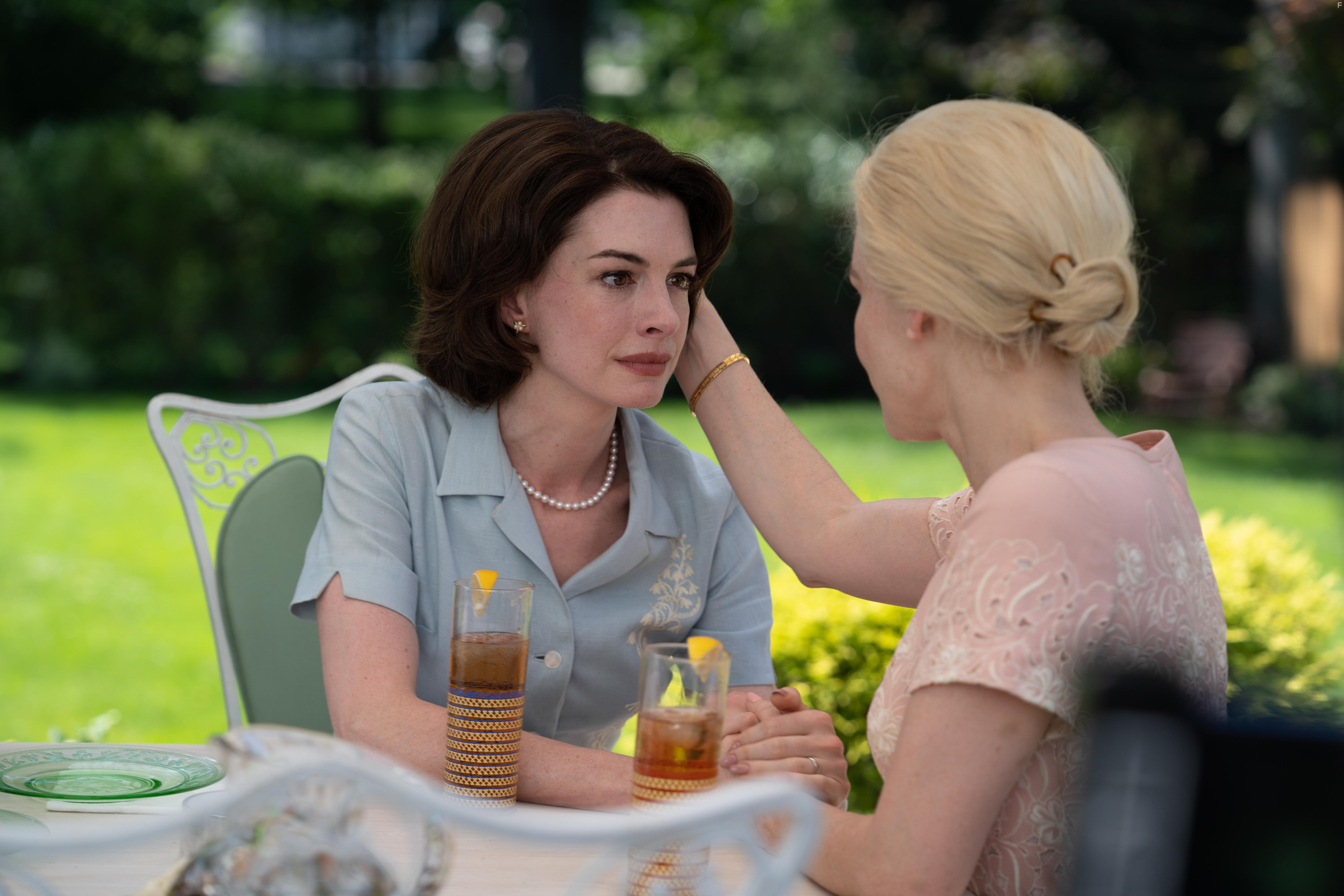 Anne Hathaway and Jessica Chastain in Mothers' Instinct (2024)