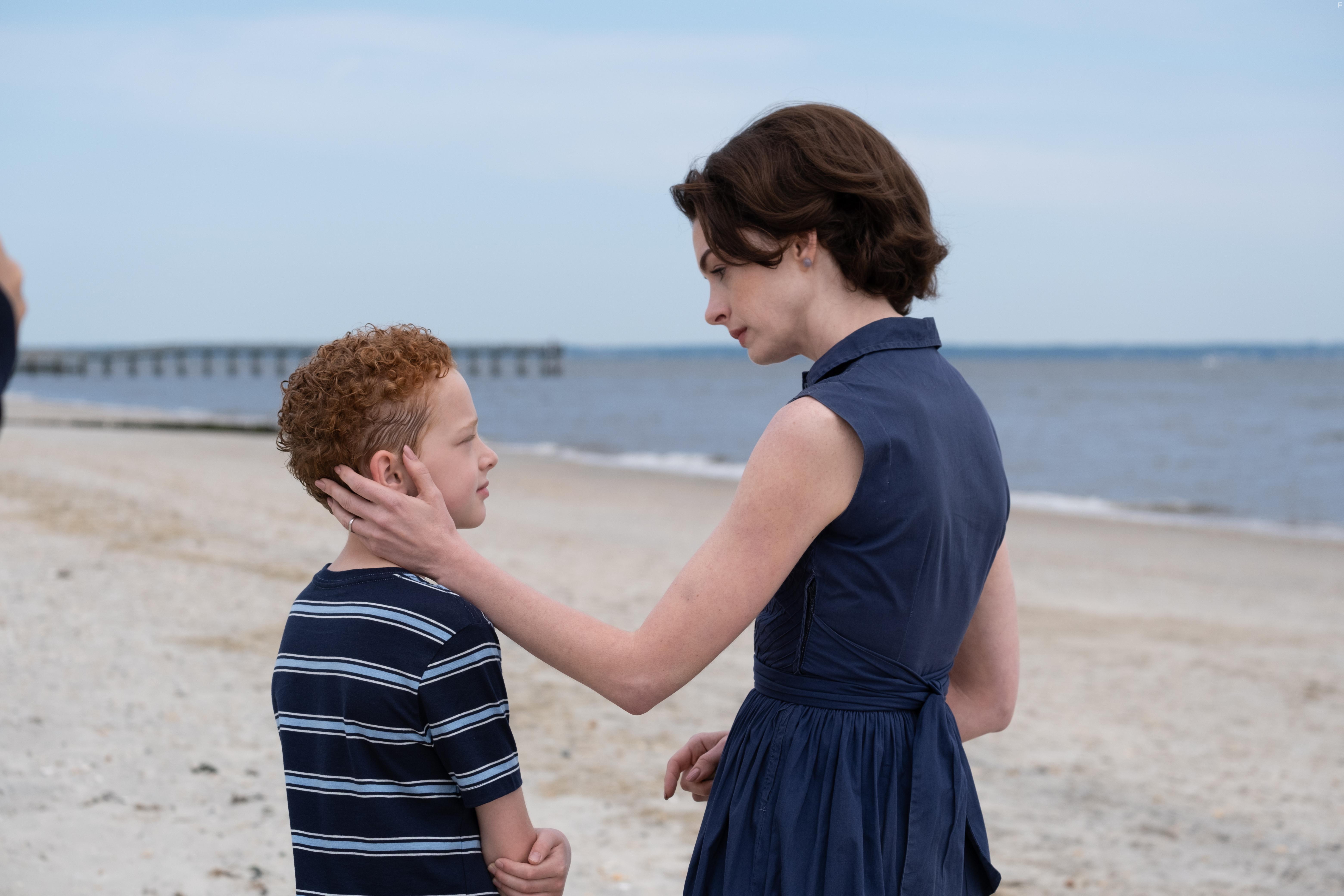Anne Hathaway and Eamon Patrick O'Connell in Mothers' Instinct (2024)