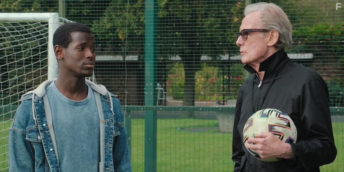 Bill Nighy and Micheal Ward in The Beautiful Game (2024)