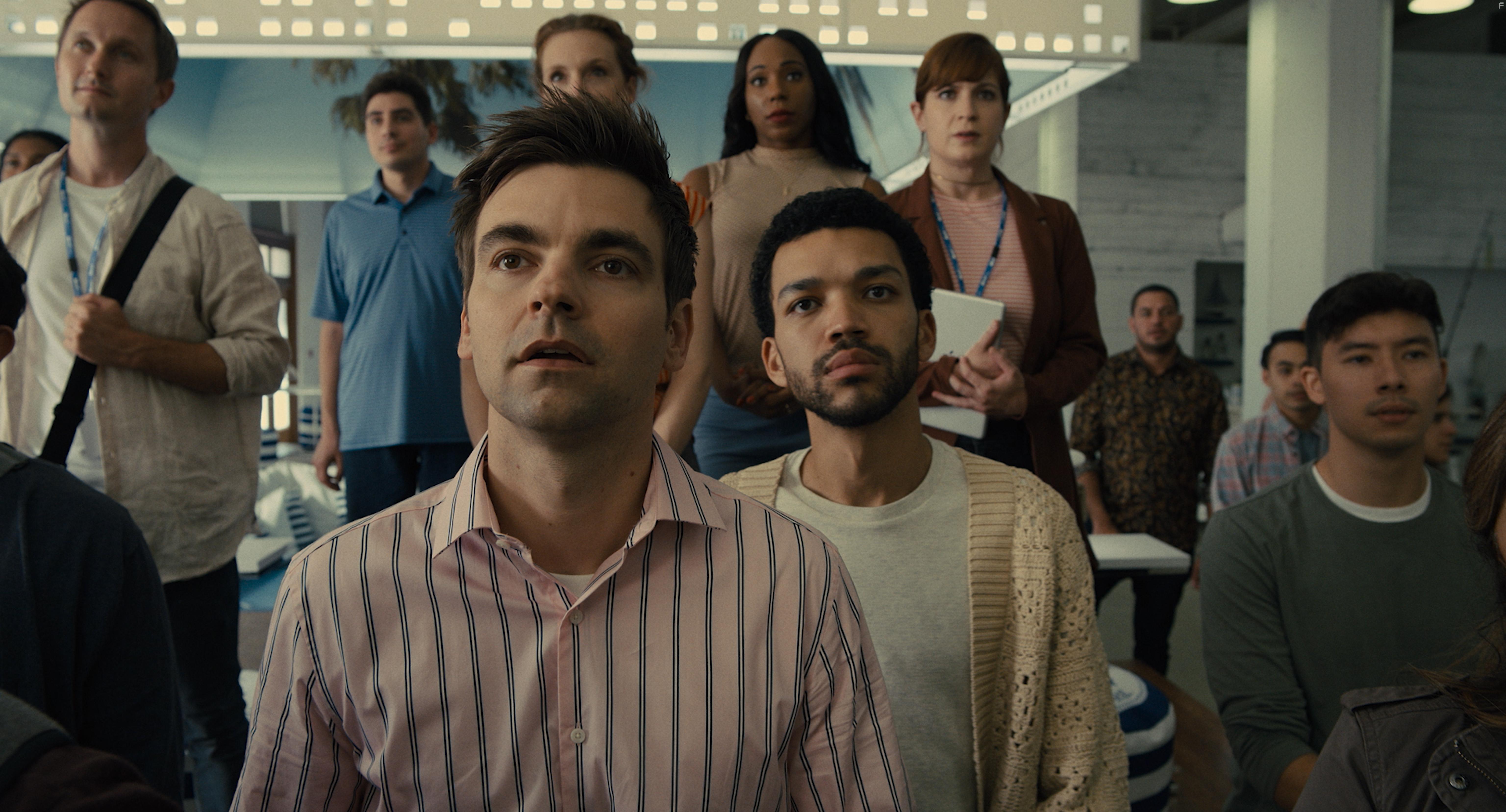 Drew Tarver and Justice Smith in The American Society of Magical Negroes (2024)