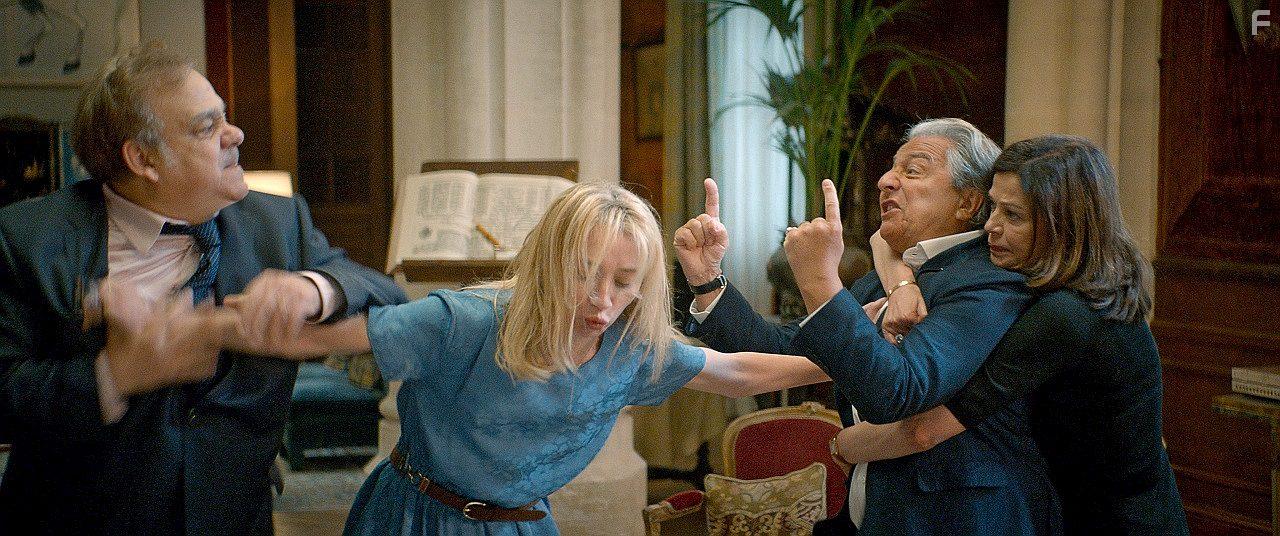 Christian Clavier, Didier Bourdon, Marianne Denicourt, and Sylvie Testud in Cocorico (2024)